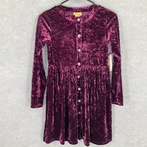 Wrangler Girls Purple Velvet Long Sleeve Buttons Dress Sz L‎ Cowgirl Western